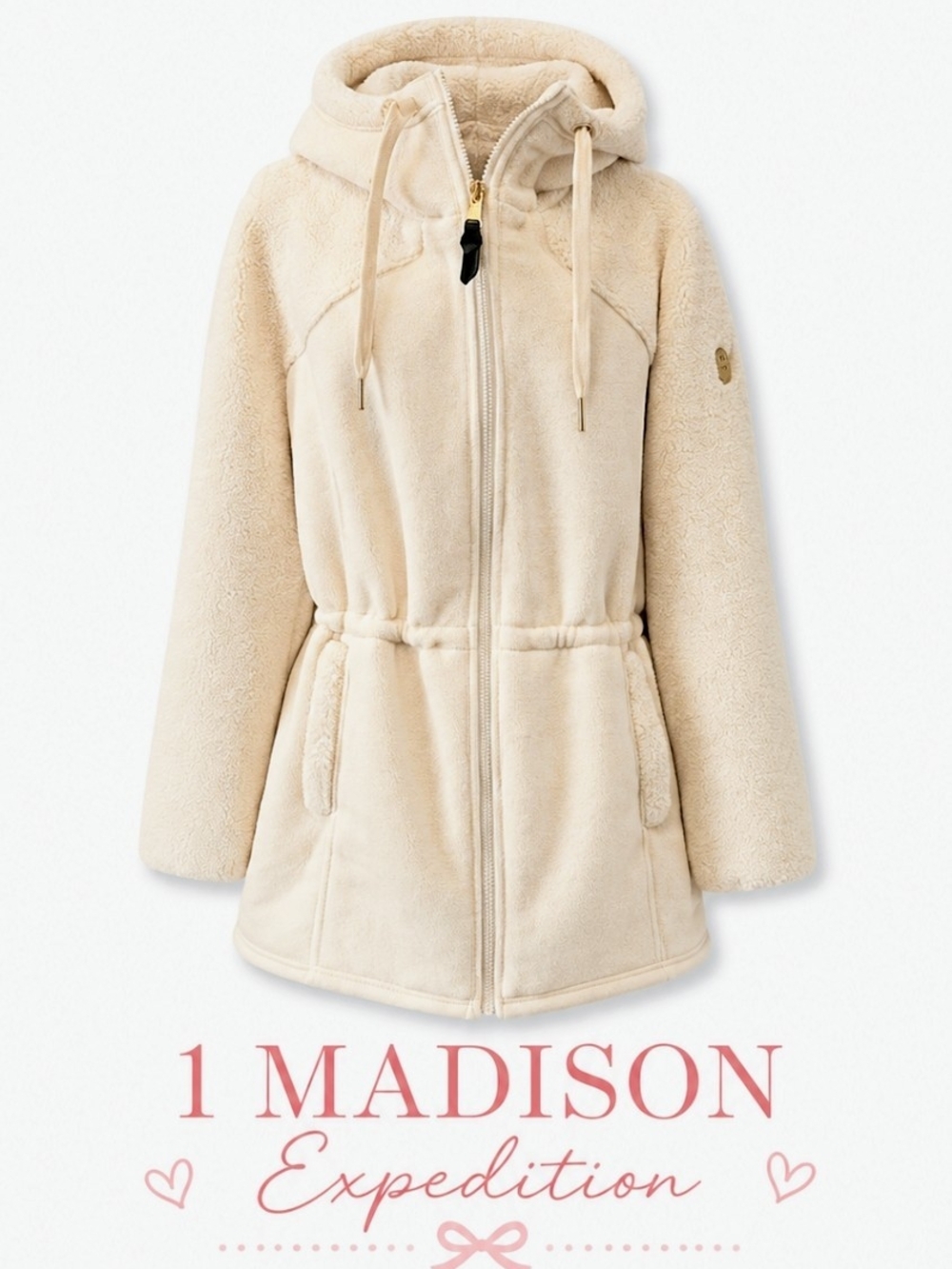 1 Madison Expedition Cream Hooded Sherpa Coat